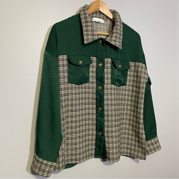 Weekend By Suzanne Betro Shacket Tweed Green - Medium‎ - Picture 2 of 8